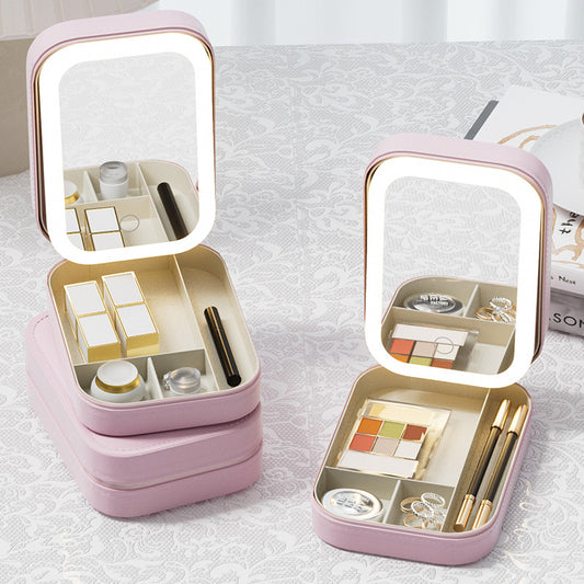 Compact Makeup Vanity With LED Mirror